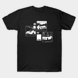 NISSAN SILVIA S15 Black 'N White Archive (Black Version) T-Shirt